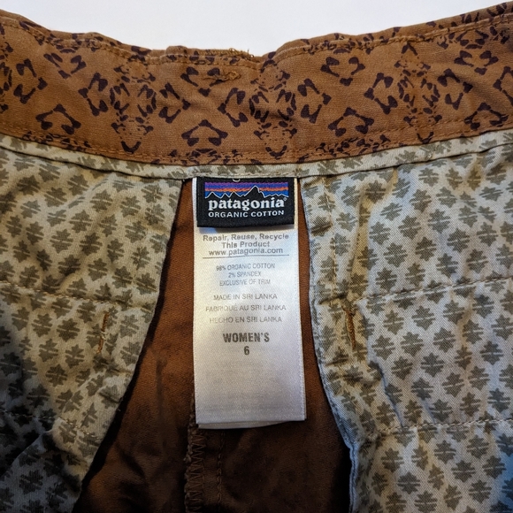 Patagonia Tan Cotton Shorts Brown Geometric Print - Picture 3 of 6